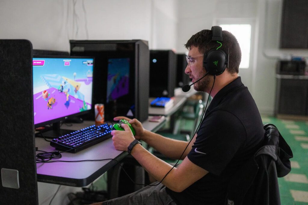 Gamer playing games at BRIC