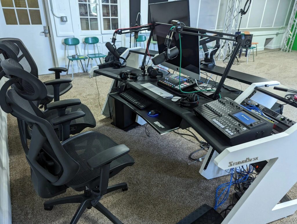 BRIC recording studio workstation with imac and microphones